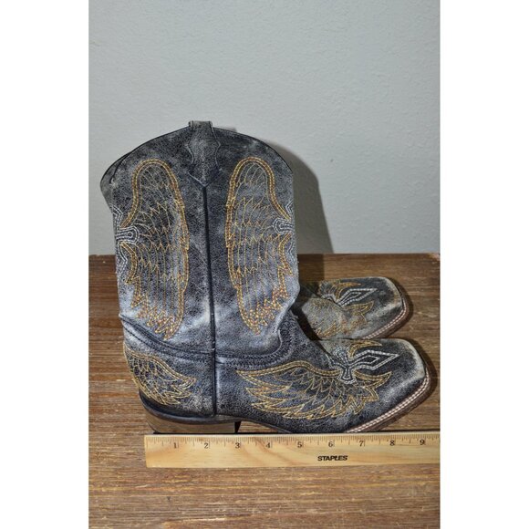 Corral Teen Girls Distessed Cross & Wing Cowboy Boots Youth Size 4.5 Women's 6.5 - Picture 10 of 13